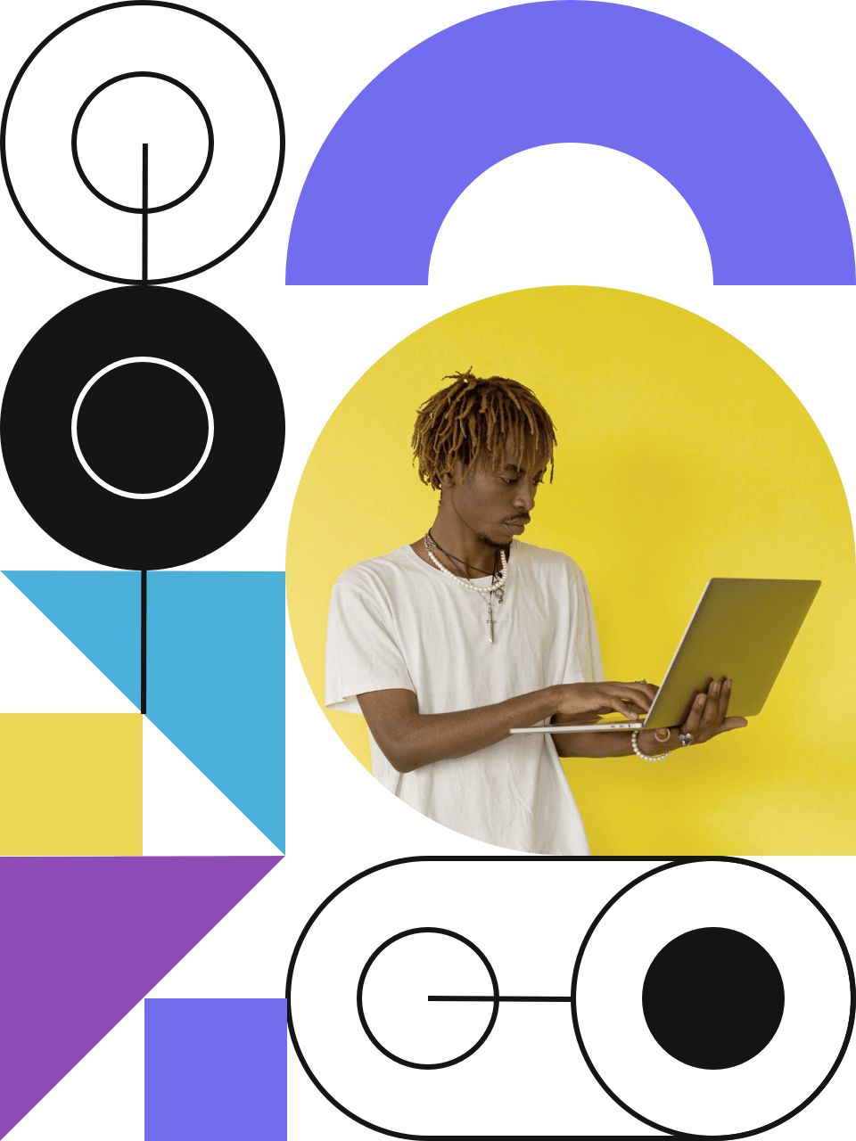 Young man working on a laptop